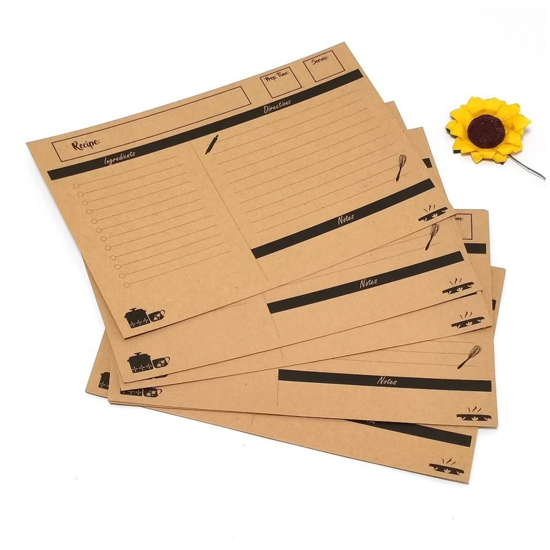 10 Pcs Rezept Karten DIY Rezepte Zeitschriften Kraft Schreibpapier 6 ''x 4'' Dual-seite