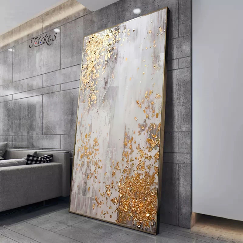 رسمت باليد ورقة الذهب بسيطة الحديثة ضوء الفاخرة الشمال مدخل الشرفة الديكور الممر نهاية الممر مجردة قماش