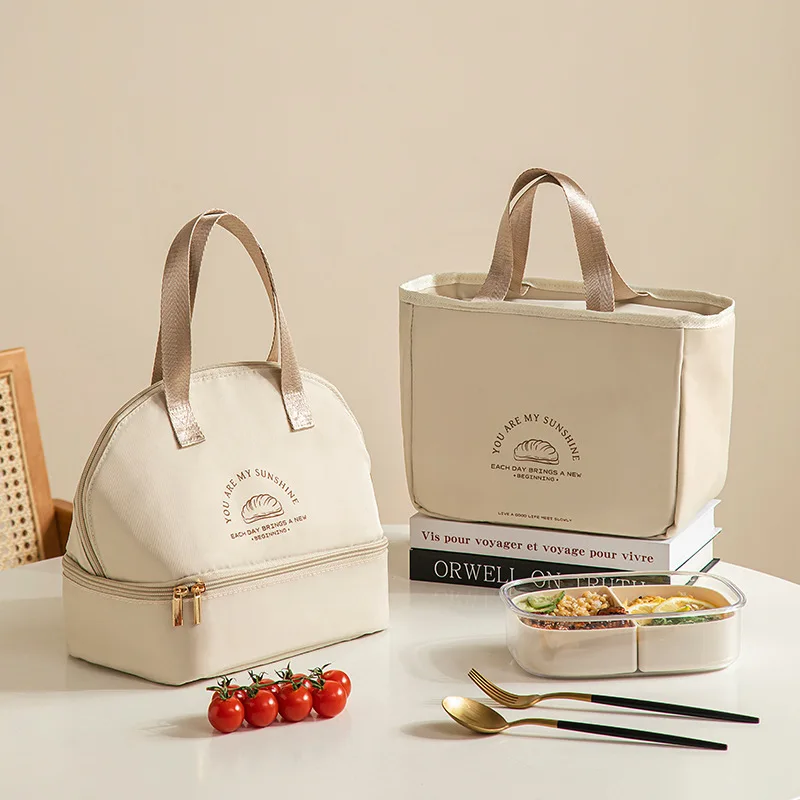 Double Layer Insulated Lunch Bag for Women, Thermal Tote Bag with Separate Compartment Portable Office Work Picnic Food Storage