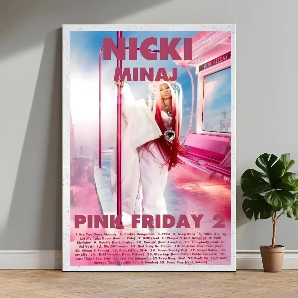 N-Nicki Minaj Album Pink Friday Poster HD Self-Adhesive Waterproof