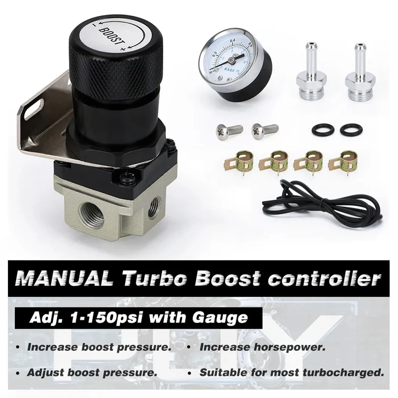 T2 Universal Manual Gauge Turbo Boost Controller 1-150 PSI SR20DET SR Black