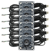 Hot sale 6Pcs 100 Degree Camera Module 1MP OV9732 1280x720 USB Free Driver Manual Focus, with 2 Meter Cable for WinXP/7/8/10