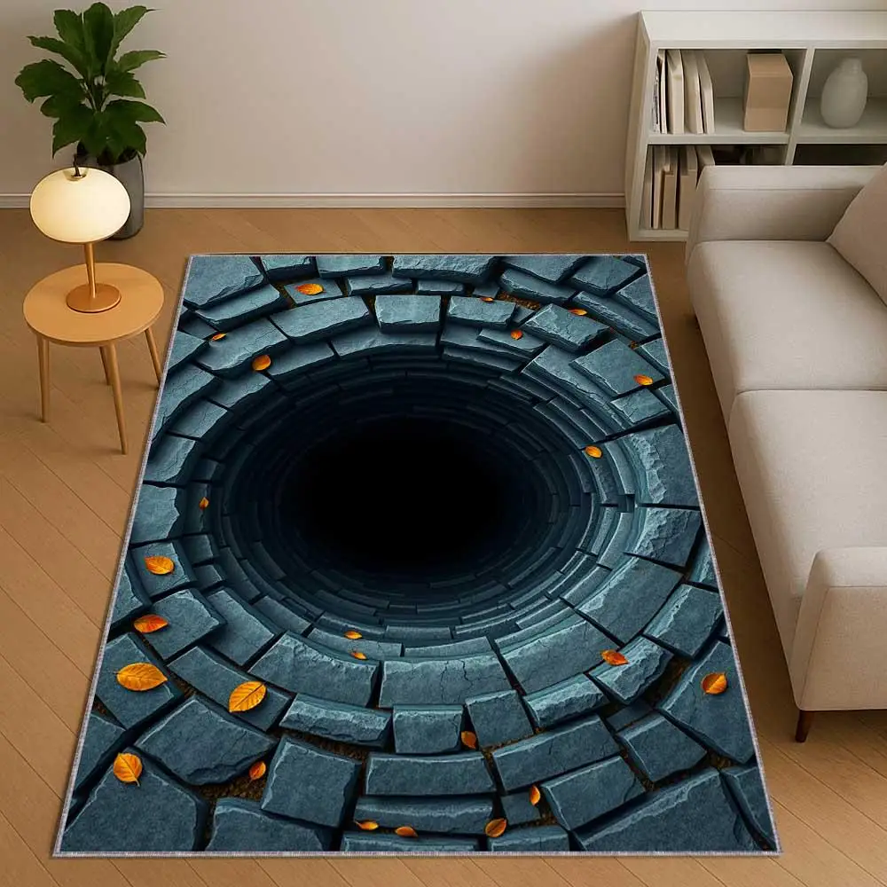 سجادة باب على شكل كهف عميق ثلاثية الأبعاد، سجادة أرضية غير قابلة للانزلاق، مناسبة لغرفة المعيشة وغرفة النوم والحمام وديكور المنزل في العطلات