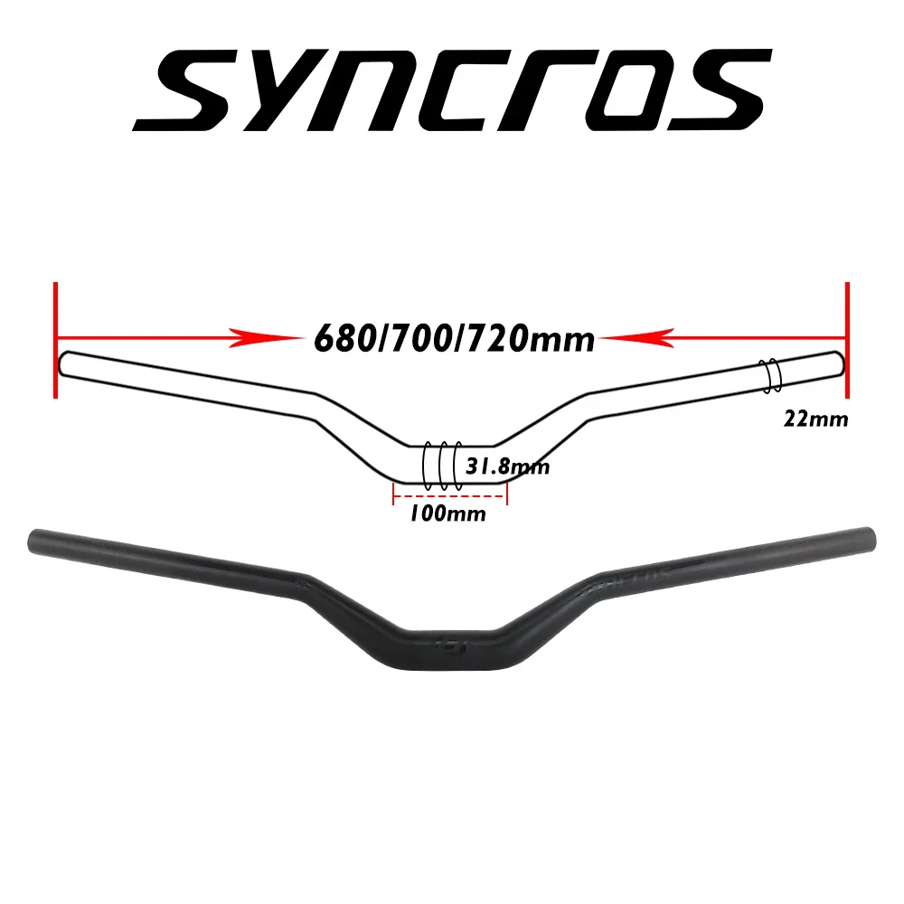 25 Degree Custom Syncros Mountain Bike Handlebar  Matte Carbon Fiber Bicycle Mtb Handlebar Rise 31.8X680/700/720mm