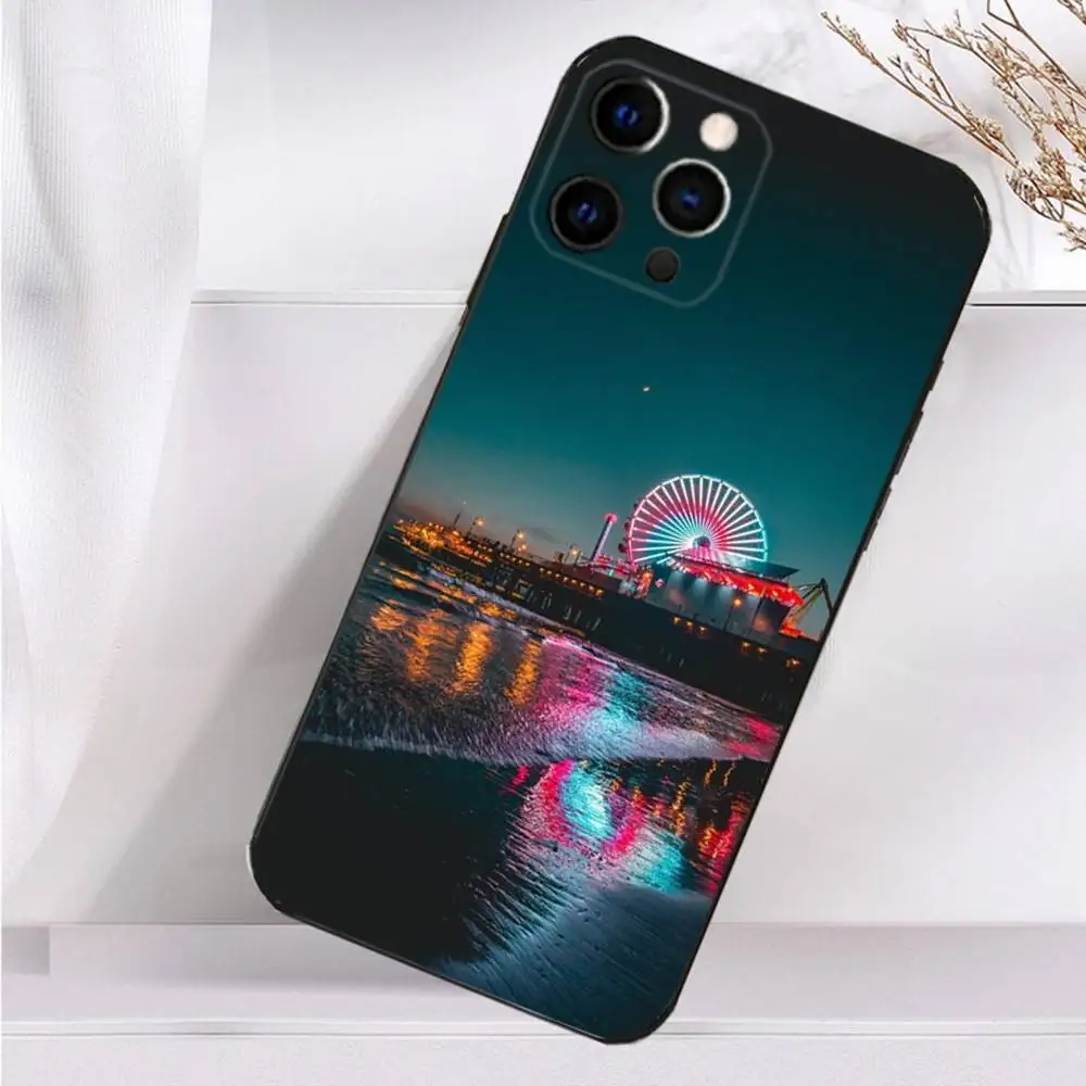 Cool Art Ferris Wheel Phone Case For iPhone 16,15,17,14,13,12,11 Plus,Pro Max,XS,X,XR,SE,Mini,8,7 Soft Silicone Black Cover