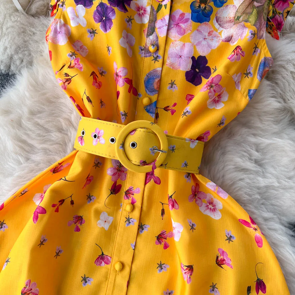 Vestido camisero Retro de verano para mujer, Vestidos largos sin mangas con estampado Floral, Vestidos largos Vintage ajustados de corte a para fiesta