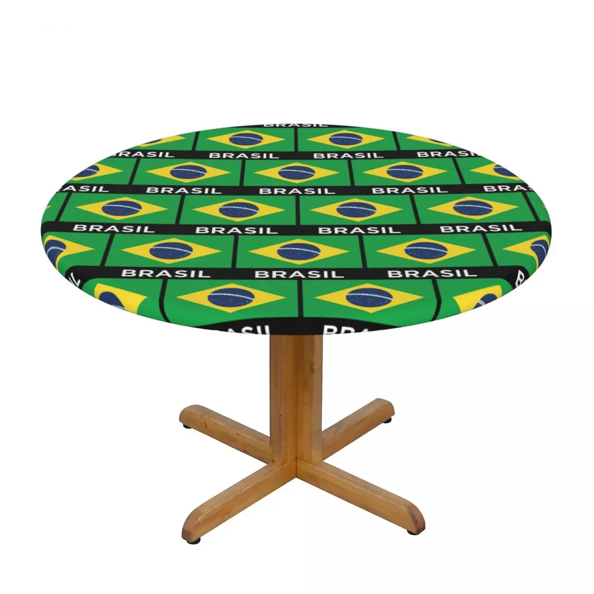Brazil Soccer Team Football Brazilian Flag Waterproof Round Tablecloth Oilproof Table Cloth Kitchen Events Dining Table Cover