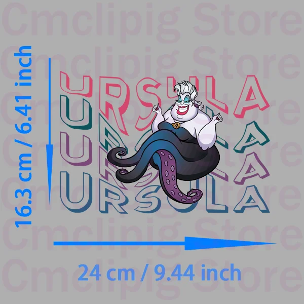 Disney URSULA iron on patches for clothes printing for T-shirt heat transfer vinyl Flex fusible transfer