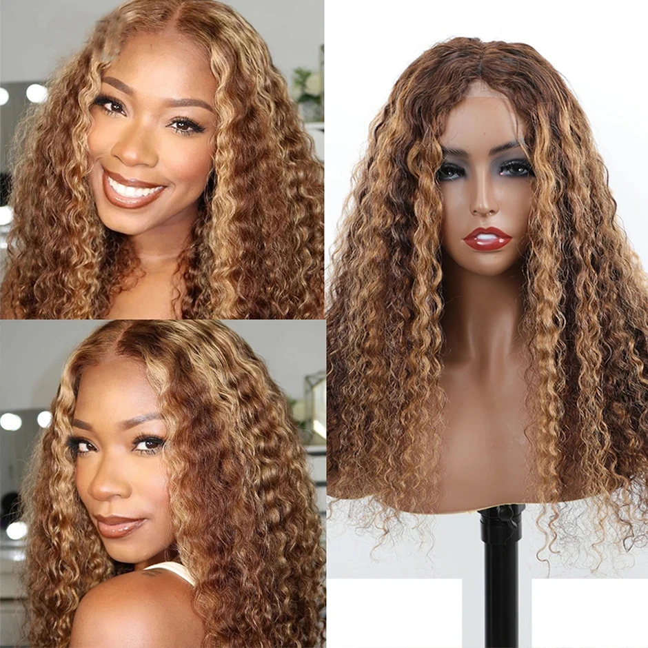 Water Wave Ombre Lace Front Wigs Peruvian 4/27 Highlight Water Wave Wigs Pre Plucked 13x4 Lace Front Human Hair Wig