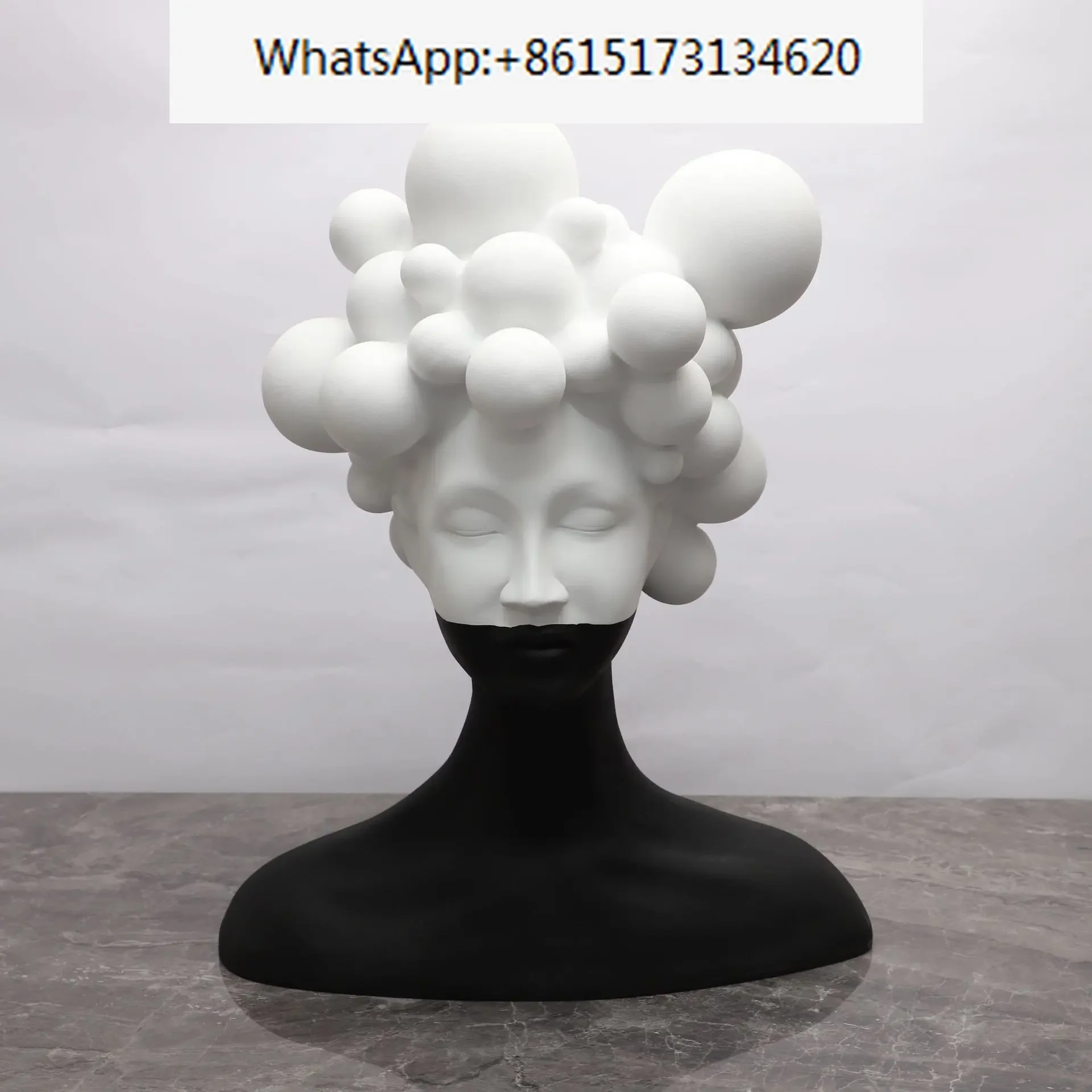 Modern minimalist art figure sculpture resin decoration model room living room creative black and white girl soft decoration