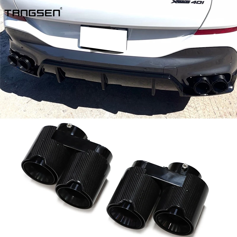 For BMW X5 G05 X6 G06 M40i 2019+ Quad Carbon Fiber Exhaust Tip M Performance Exhaust Muffler Tip Tailpipe Nozzle