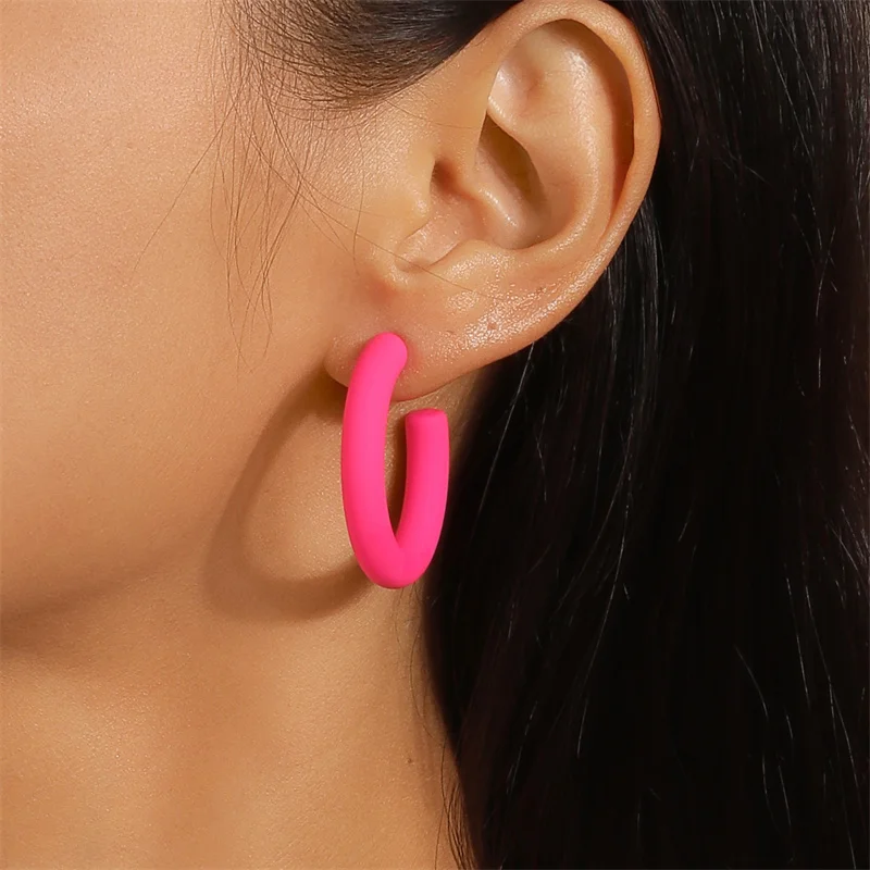 Aihua Koreanische Einfache Große Runde Hoop Ohrringe Für Frauen Bunte Geometrische Kunststoff Übertrieben Ohrring Trendy Ohrringe Schmuck – Detail 22