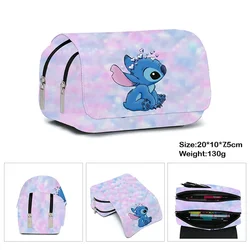 Anime Stitch Borsa per penne con patta completamente stampata Scatola per cancelleria Astuccio per matite Borsa per scuola per studenti della scuola primaria e secondaria Cartone animato