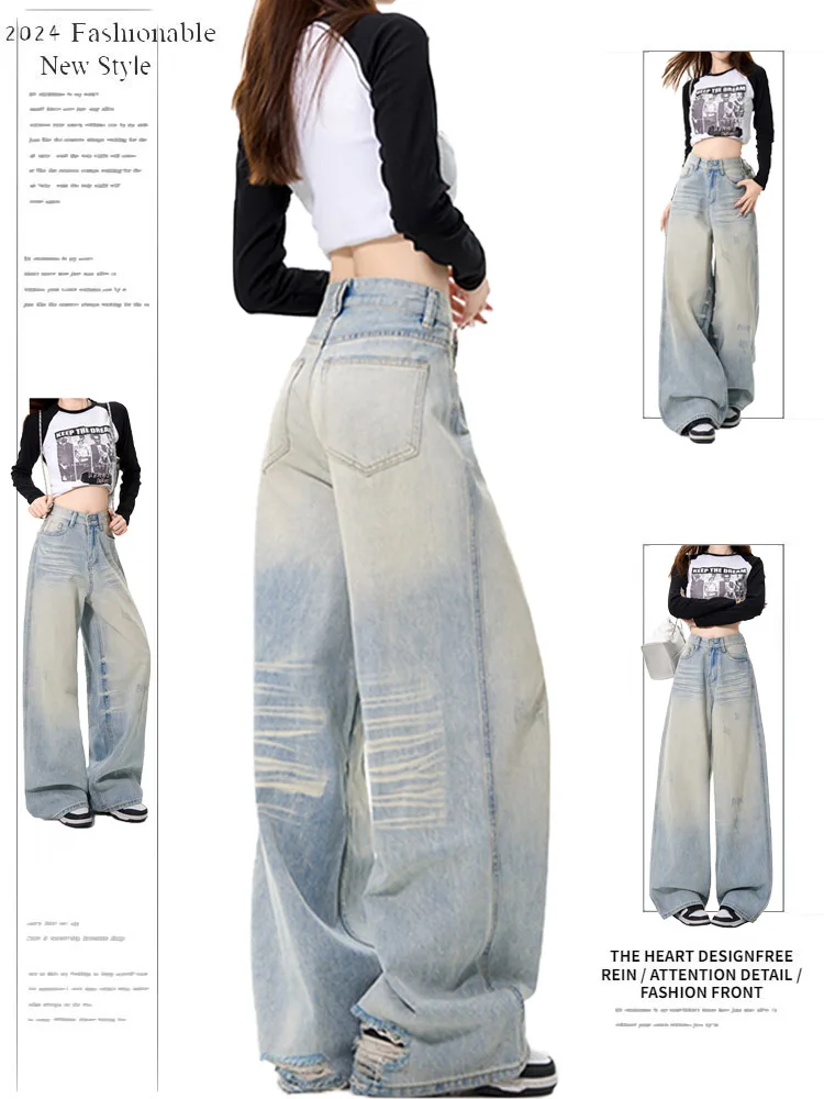 

Women Dark Academia Denim Pants Trashy Y2k Japanese Streetwear Long Trousers Baggy Jean Grunge Harajuku Cyber Punk Mom Jeans New