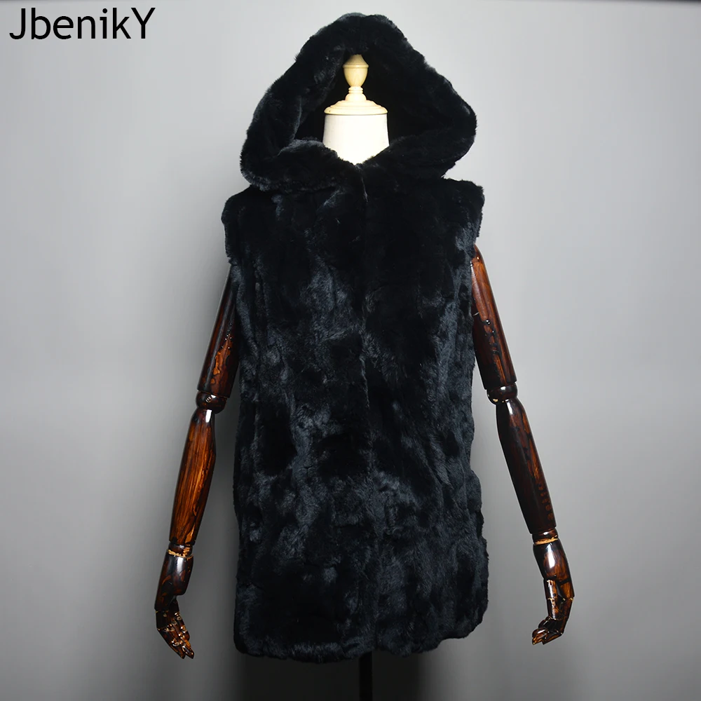 New Women Luxury 100% Genuine Rex Rabbit Fur Vest Natural Soft Rabbit Fur Sleeveless Jacket New Lady Quality Warm Real Fur Gilet