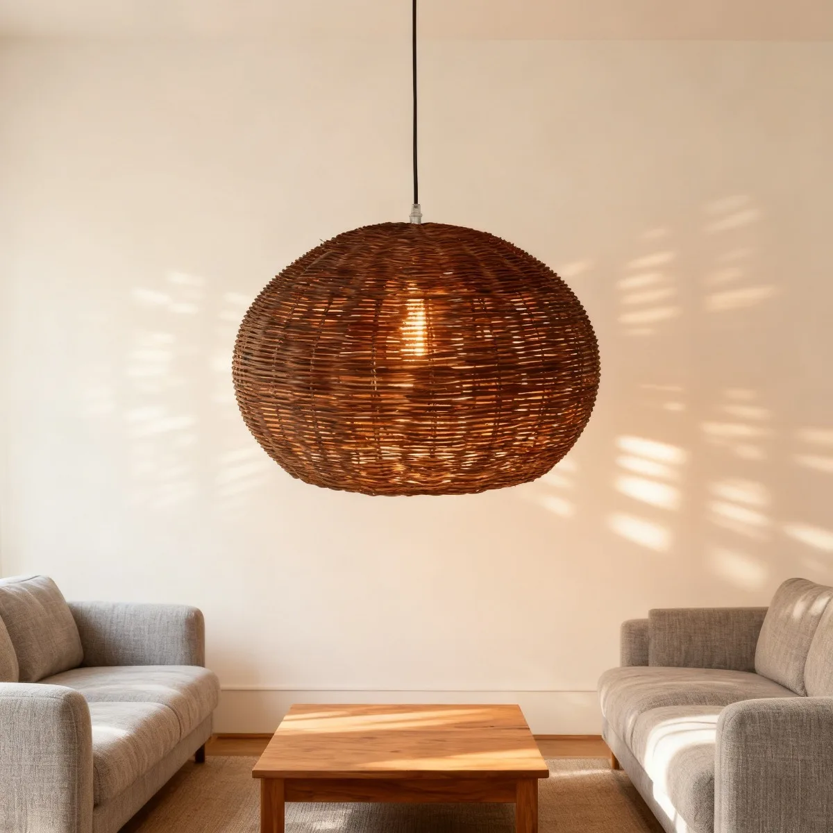JOYINLED Wabi Sabi Rattan Pendant Light Japanese Hand-Woven Bamboo Lantern for Living Room Restaurant Dining Table in Zen Decor