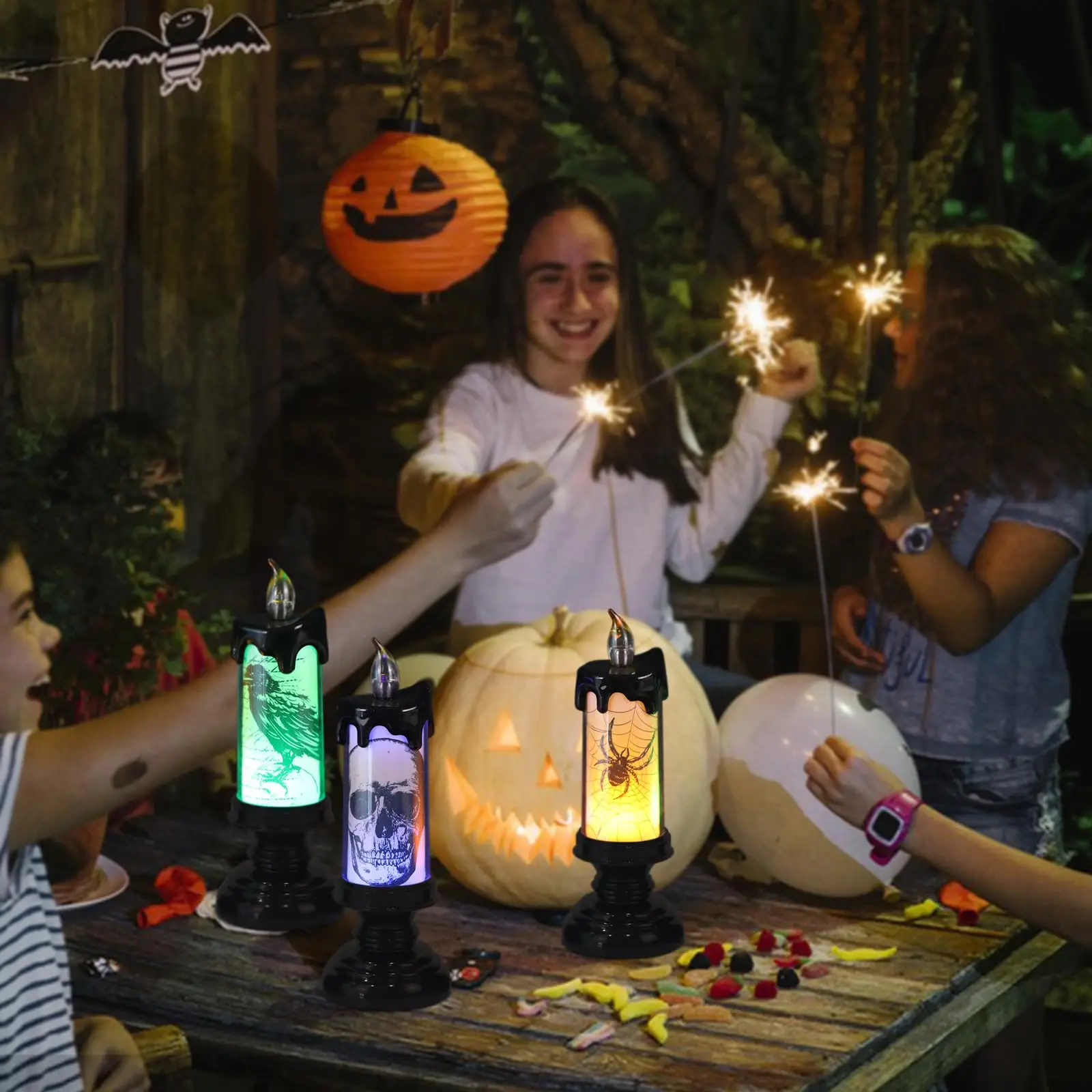 Eldnacele Halloween Flameless Candles Battery Operated with Remote Timer