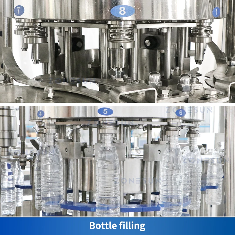 ZONESUN Liquid Rinsing Filling Capping Machine Automatic Mineral Water PET Bottle Beverage Drinking Water Production ZS-AFC883