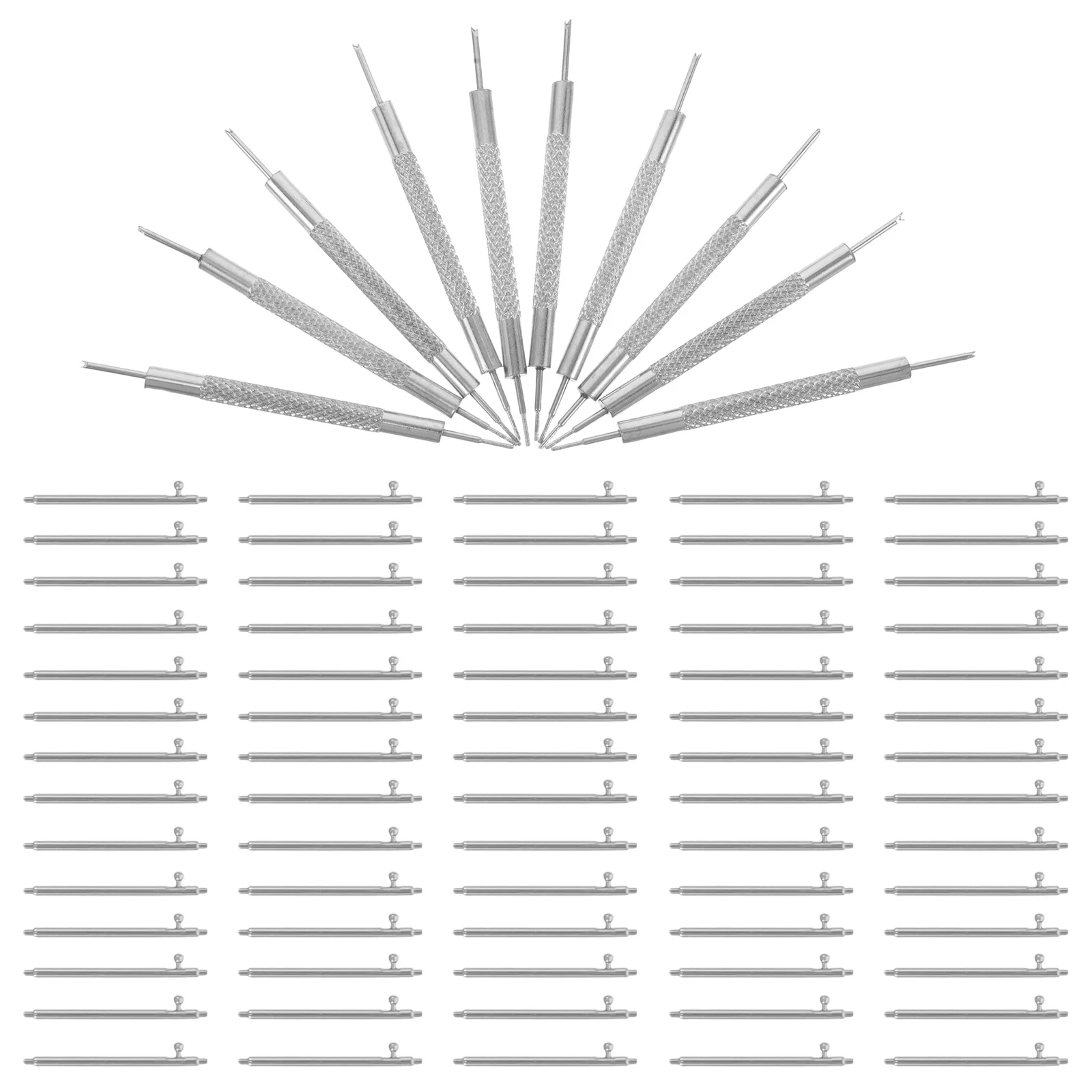 

110Pcs Stainless Steel Watch Spring Pins Quick Release Replacement Heavy Duty Band Link Adjustment Tool Set for Universal Watch