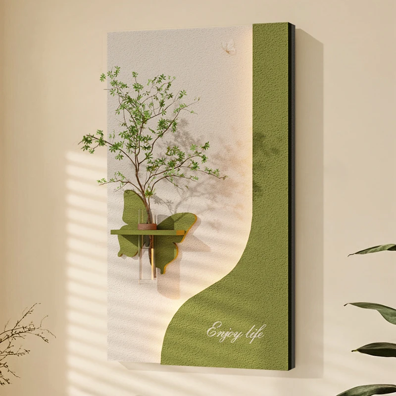 LED decorative painting wholesale handmade double-layer hydroponics plant art decorative painting sofa background wall sandstone