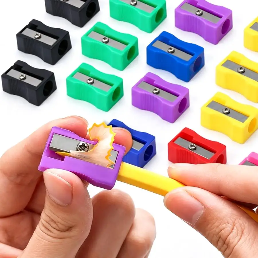 25-100pcs Random Color Mini Pencil Sharpeners, Single‑hole Manual Pencil Sharpener, Suitable for Student Daily Study Use, XJM