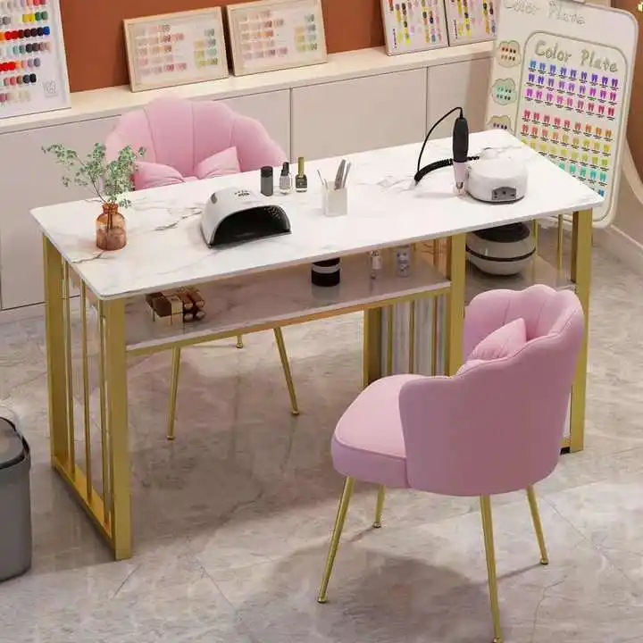 مجموعة أثاث صالونات الأظافر ذات التصميم الحديث الفاخر وطاولات أظافر خشبية فنية ومحطات عمل تجميل للصالونات #1