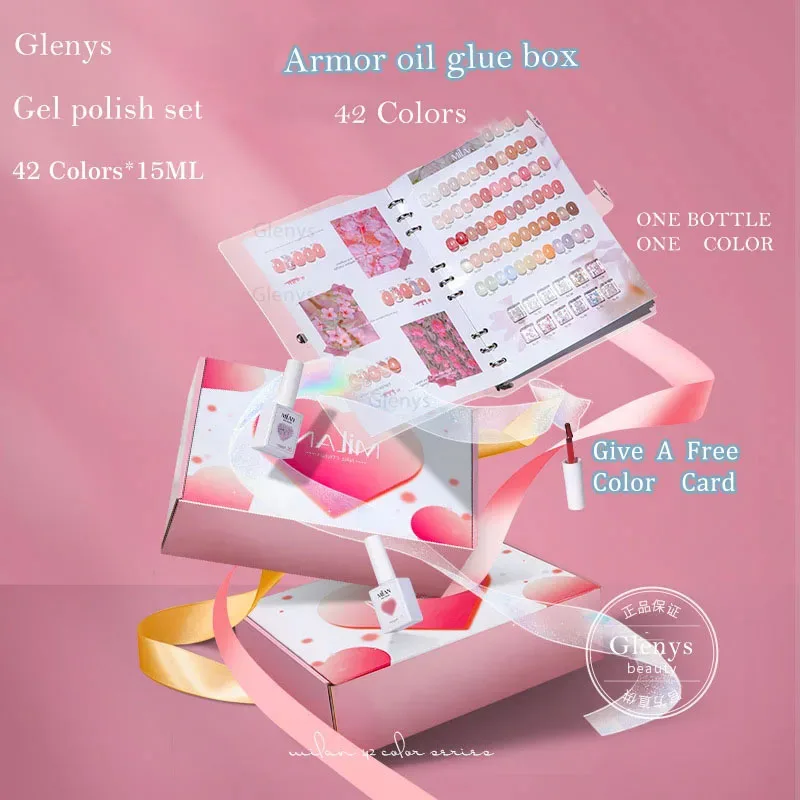 

Glenys42pcs nail polish adhesive tape color card semi permanent UV immersion gel nail salon nail art varnish 15ml