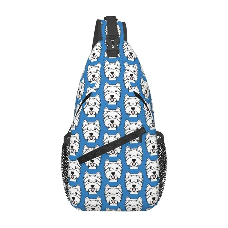 

Custom West Highland Terrier Sling Bags for Men Fashion Westie Dog Shoulder Chest Crossbody Backpack Travel Hiking Daypack