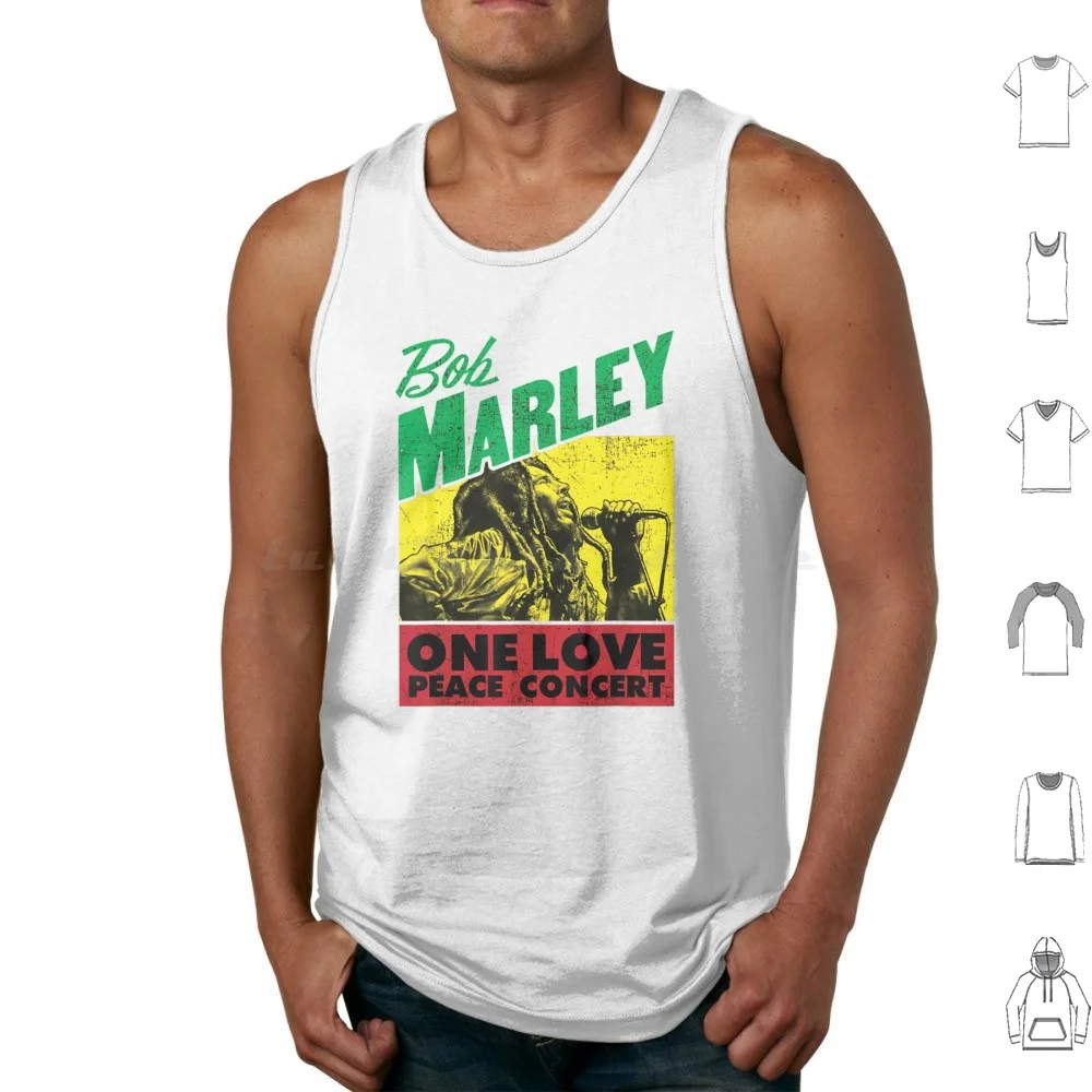 Love Peace Tank Tops Print Cotton Reggae Rasta Marley Jamaica Bob Music One Love Rastafari Dub