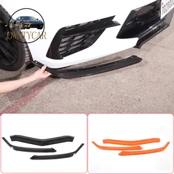 ABS Carbon fiber For Chevrolet Corvette C8 20-23 Car Exterior Front Bumper Lip Spoiler Cover Trim (not suitable for Z06 version)