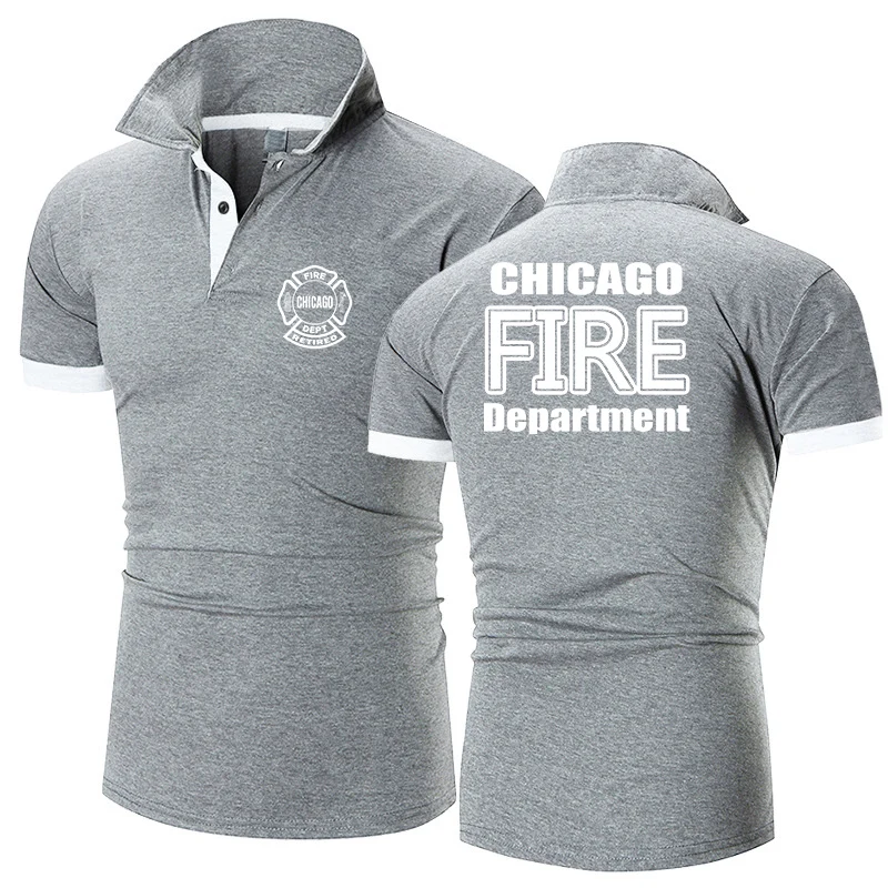 2025 Summer Chicago Fire Department Show Tv Rescue Print Popular High Quality Short Sleeve Men's Moisture Wicking Polo Shirt Top