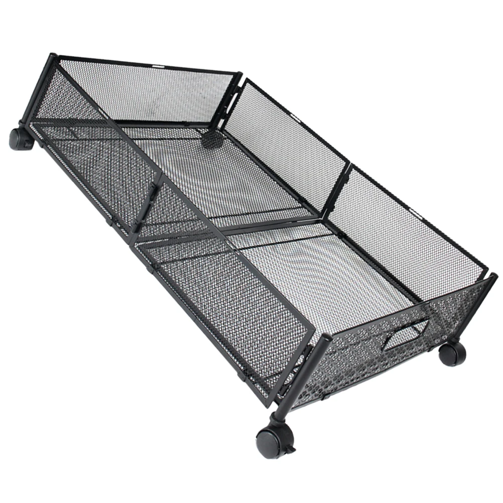 

Under Bed Storage Rack Large Capacity Foldable Black Iron Drawer Shelves Organizer Space Saving Containers For Clothes