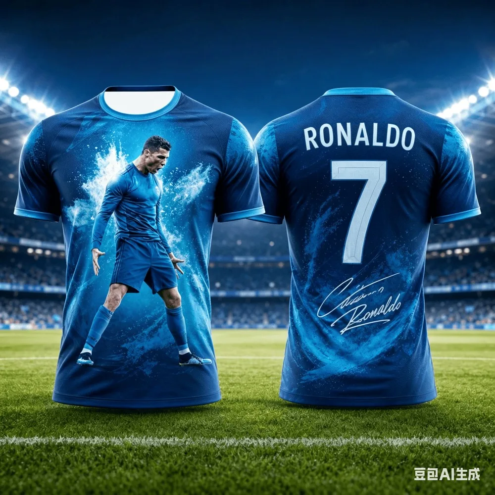 C Ronaldo 3DPrinted Quick-Dry Breathable Men's Women's Football Training TShirt Outdoor Street Club Training Family Ball Uniform