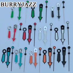 BURRYJAZZ-manecillas de reloj NH35, NH36, NH38, 7S26, 7S36, 4R35, 4R36, negro, azul, blanco, naranja, verde, rojo, manos verdes luminosas