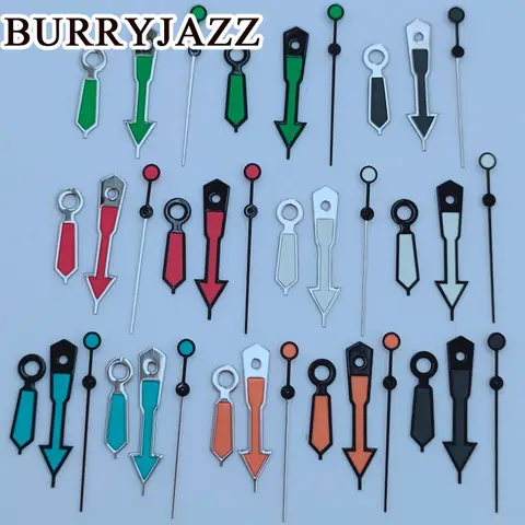 BURRYJAZZ NH35 NH36 NH38 7S26 7S36 4R35 4R36 시계 바늘 블랙 블루 화이트 오렌지 그린 레드 손 녹색 빛나는