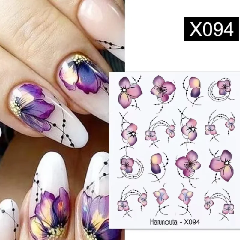 Harunouta 1 Sheet Nail Water Decals Transfer Lavender Spring Flower Leaves Nail Art Stickers Nail Art Manicure DIY image 5