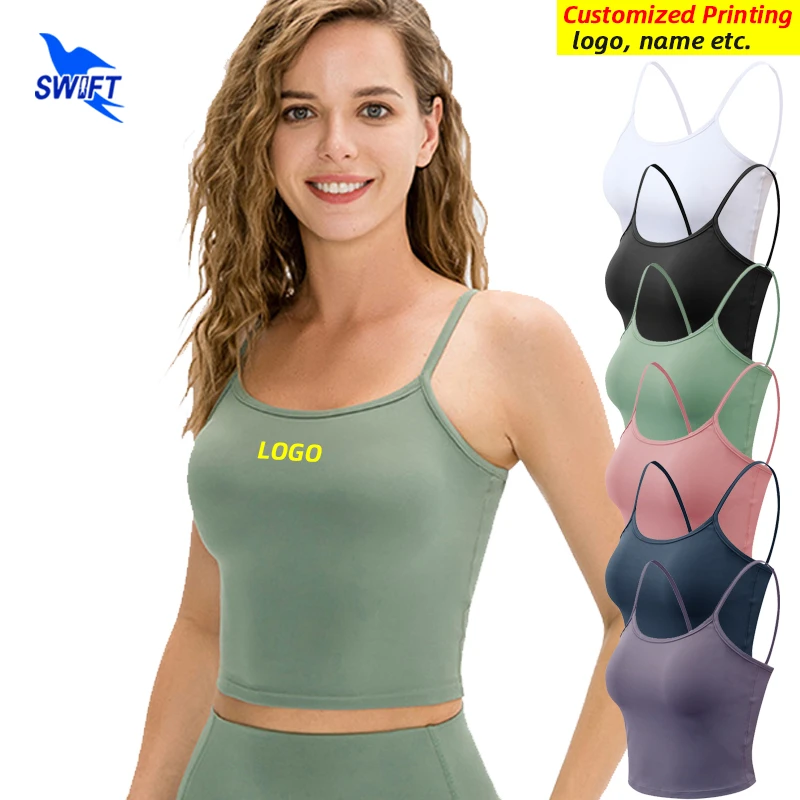 2022 Summer Quick Dry Elastic Sexy Yoga Camisole Women Sports Tank Tops Underwear Gym Fitness Running Vest Crop Top Customize