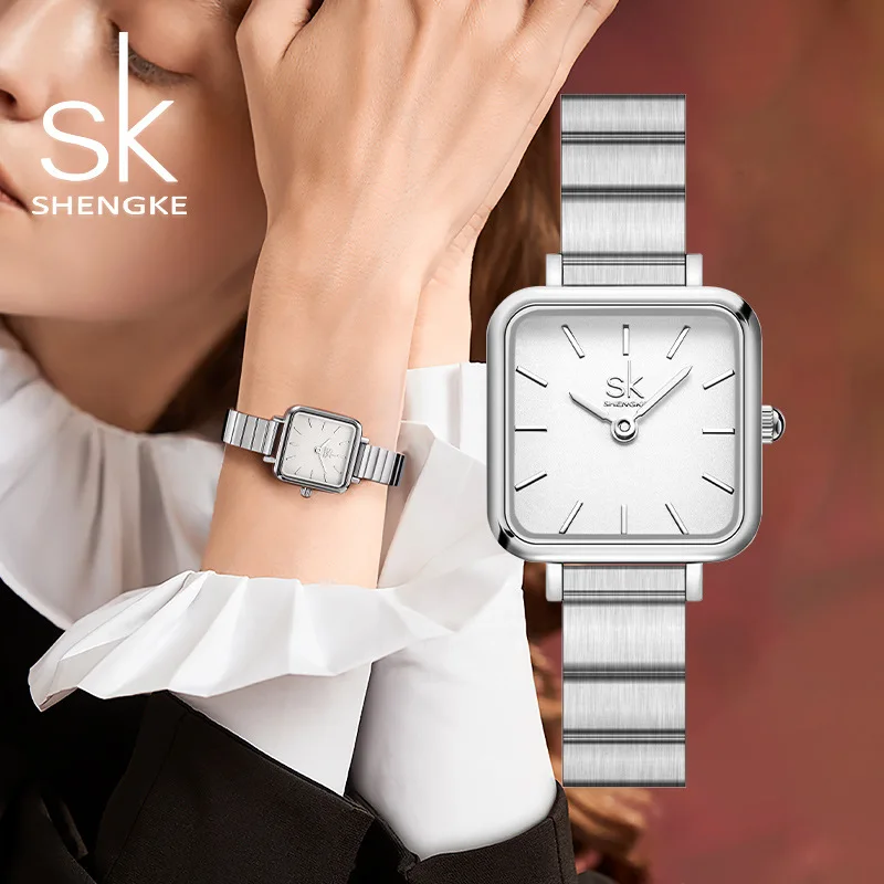 New Women'S Square Watch, Stylish And Minimalist Design With Bamboo-Shaped Stainless Steel Strap. A Perfect Gift For Women.