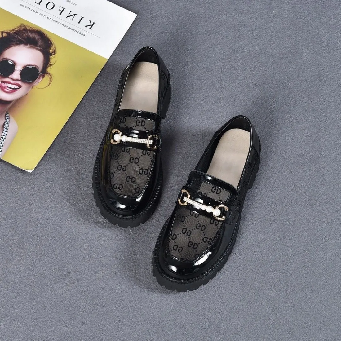 

loafers Female Shoes Women Fashion Mary Janes Round Toe Flats Loafers Oxfords Platform Casual Metal Chain Buckle Ladies Heels