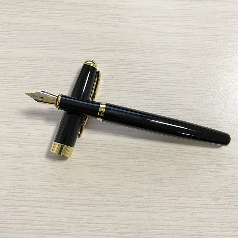 Stylo plume noir avec logo personnalisé, plume d'entreprise, RapMetal, 0.5mm, accepté, vente en gros