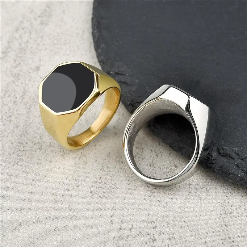 New Style Men's Ring Punk Rock Smooth Stainless Steel Signet Ring For Men Hip Hop Party Jewelry Wholesale Male Wedding Anel