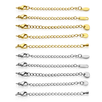 10-20pcs Stainless Steel Extension Tail Chain Lobster Clasps Connector Extended Chain for Bracelet Necklace Jewelry Making DIY