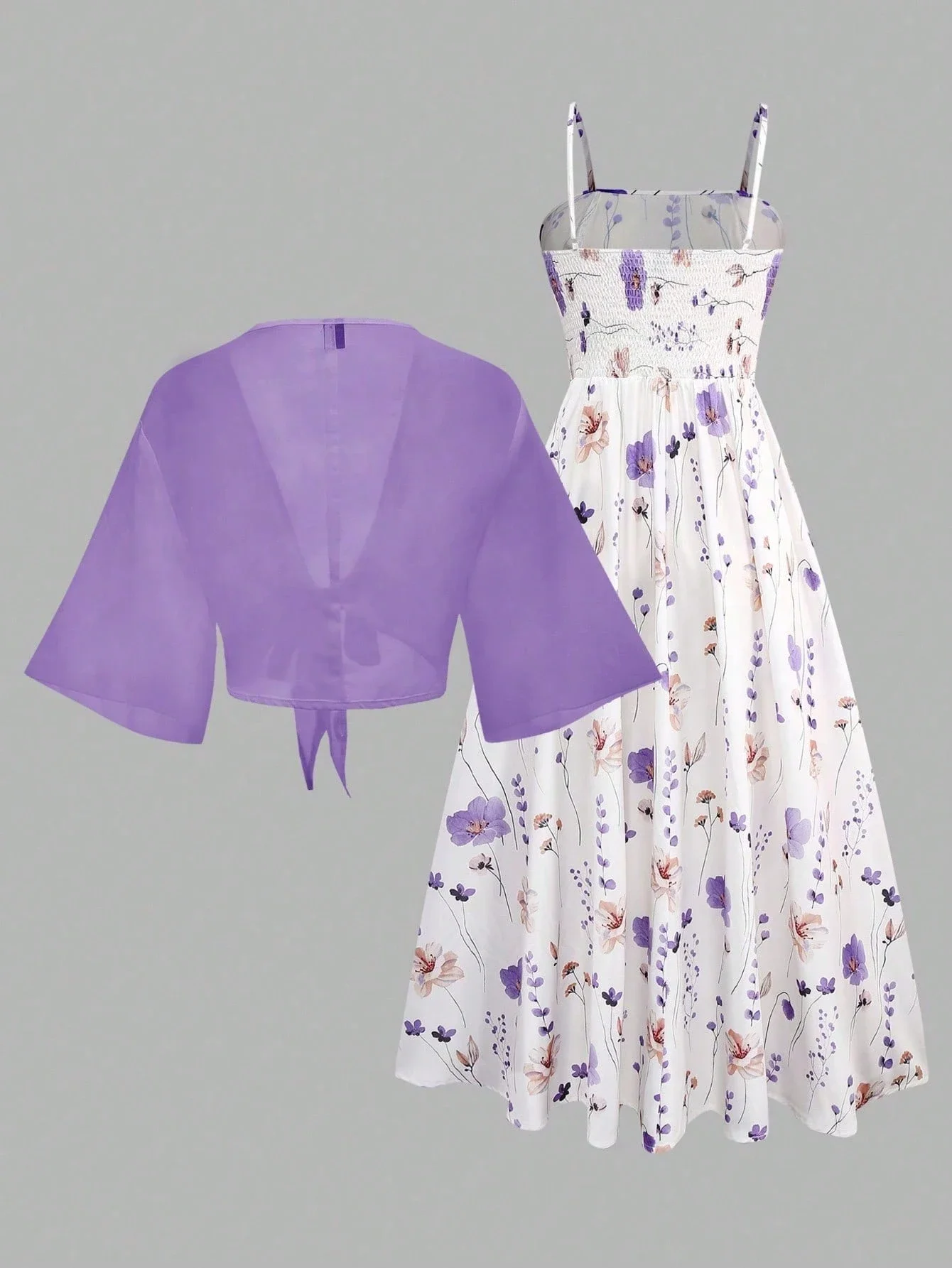 

Женское шифоновое платье с цветочным принтом и шалью, комплект из 2 предметов, лето-осень