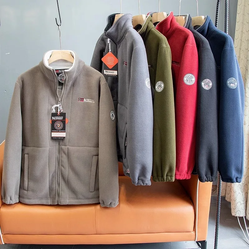 

Thiened Double Layer Fce Winter Jaet for Men Warm Stand Collar Fce Lined Coat Youth Casual Sle Warmth And Sle