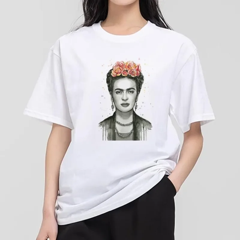 F-Frida K-Kahlo T Shirt Women Couple Combination Clothes Short Sleeve Collar Fashion T-shirt Man Cotton