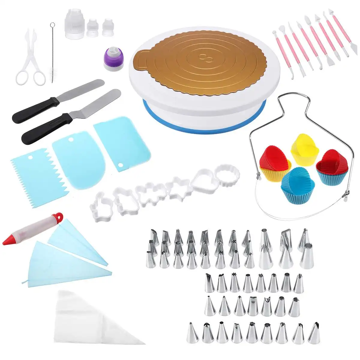 120pcs Cake Decorating Tools Cake Turntable Kit DIY Mold Baking Supplies Set