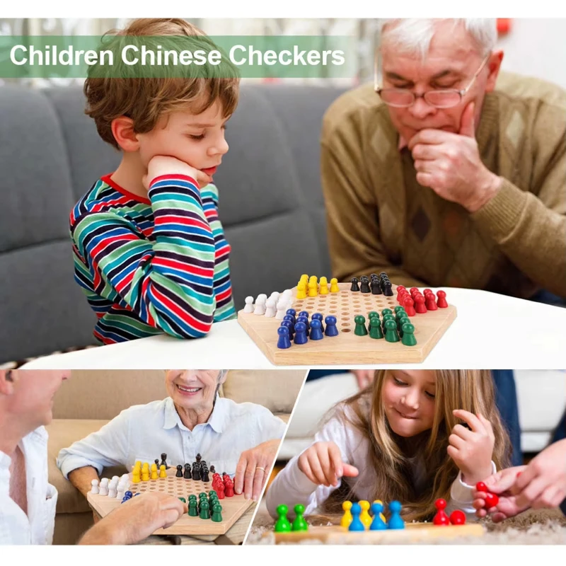 Holz Dame Schach Spiel Klassische Chinesische Dame Set Strategie Familie Party Brettspiele Kinder Pädagogisches Lernen Versorgung