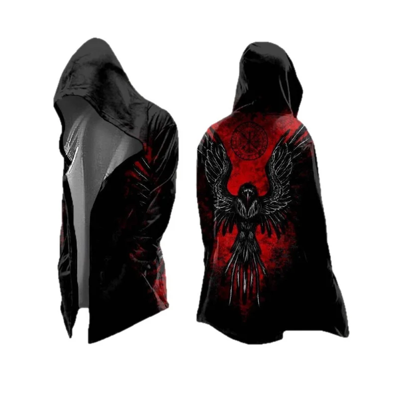 25European and American Abstract Universe Retro Print Spring and Autumn Men3DDigital Printed Loose Hooded Sweatshirt Cardigan Ja