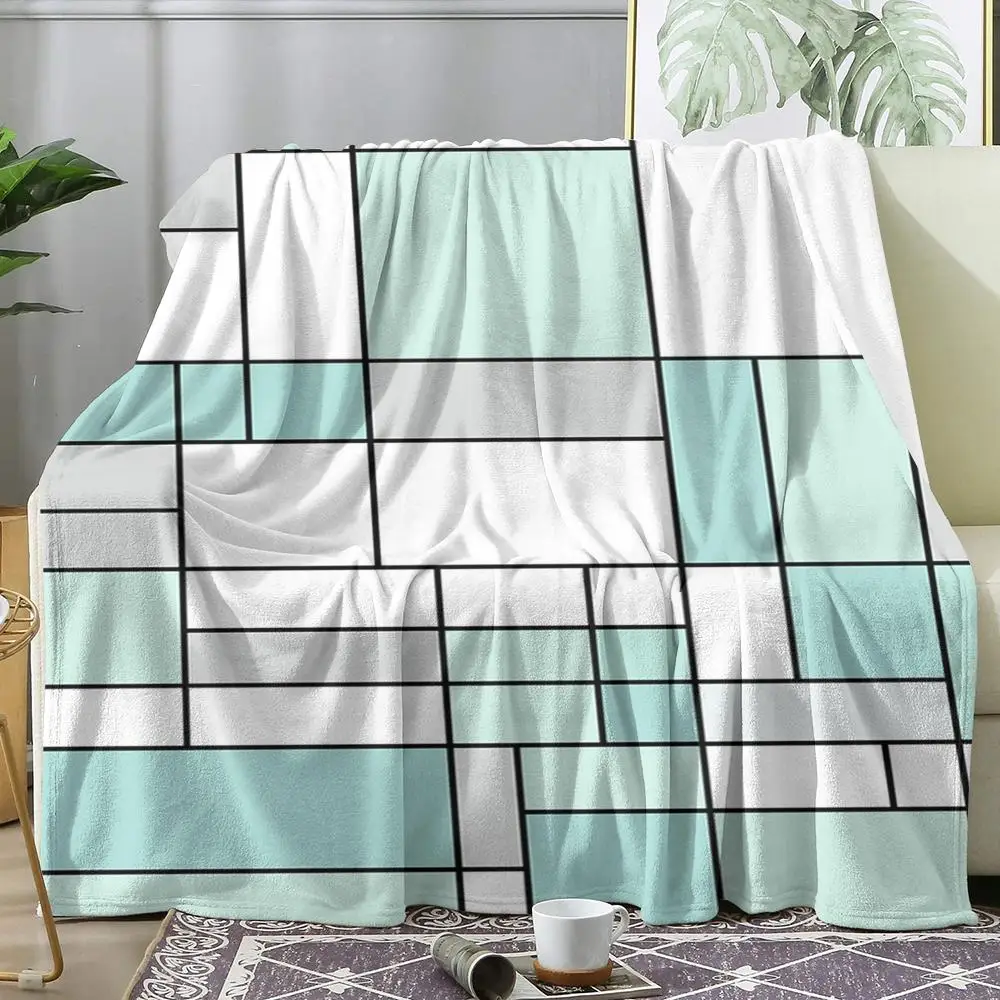 Modern Colorful Squares Throw Soft Flannel Throw Lightweight Summer Home Nap Blanket for Sofa Cozy Bed Travel