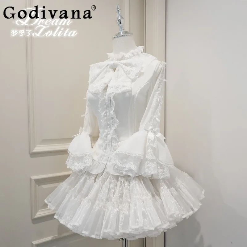 

2026 New Lolita Doll Style Chiffon Short Sleeve Shirt Japanese Sweet and Cute Versatile Girls' Inner Layer Shirt
